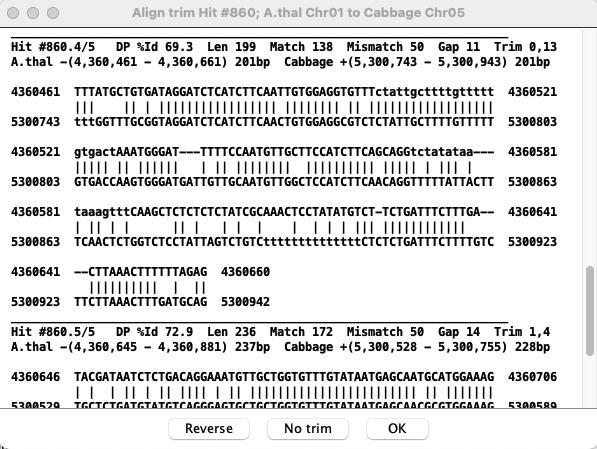 Text view of alignment