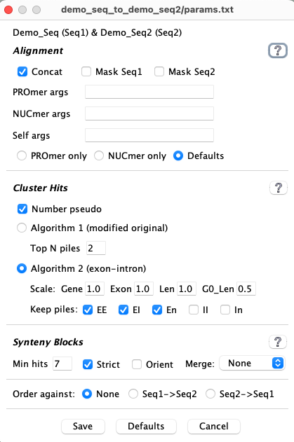 pair parameters